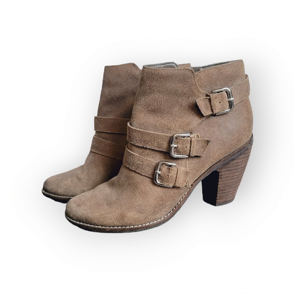 Dolce Vita size 10 ankle boots mocha brown suede leather‎ silver tone buckles - Picture 2 of 11